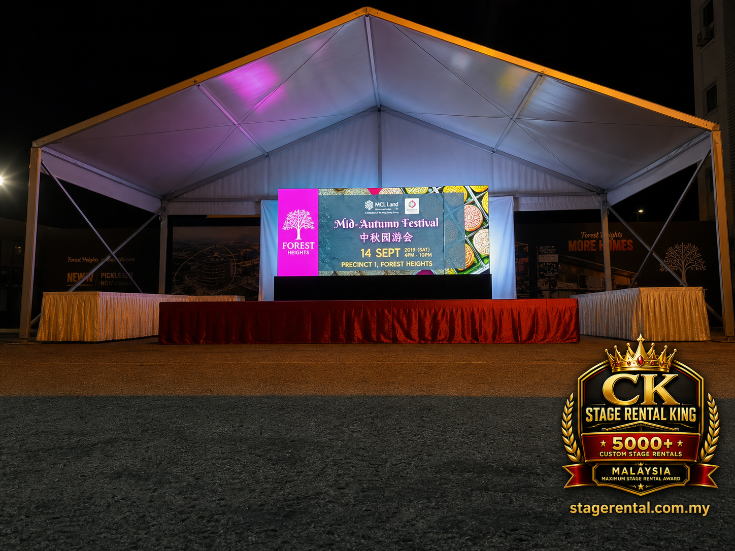 Night outdoor canopy LED stage by CK Stage Rental King Malaysia